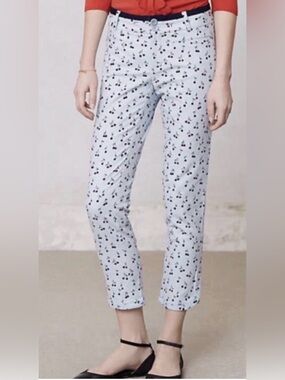 Anthropologie Cartonnier cherry print Crop Pants size 12 NWT